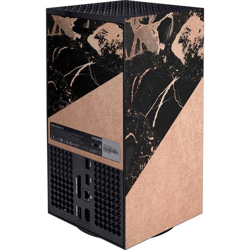 Black and Rose Gold Marble Split Xbox Series X Bundle Skin